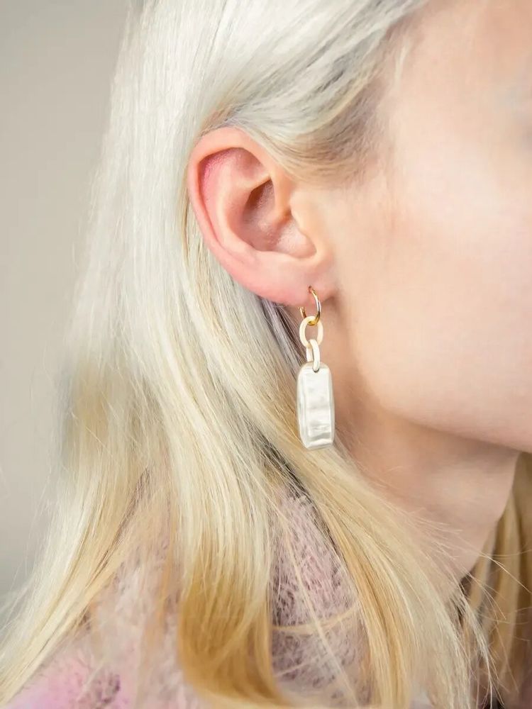 Jewelry - Plaque brass hoop earrings in hoof and ivory lacquer - L INDOCHINEUR X RIVÊT