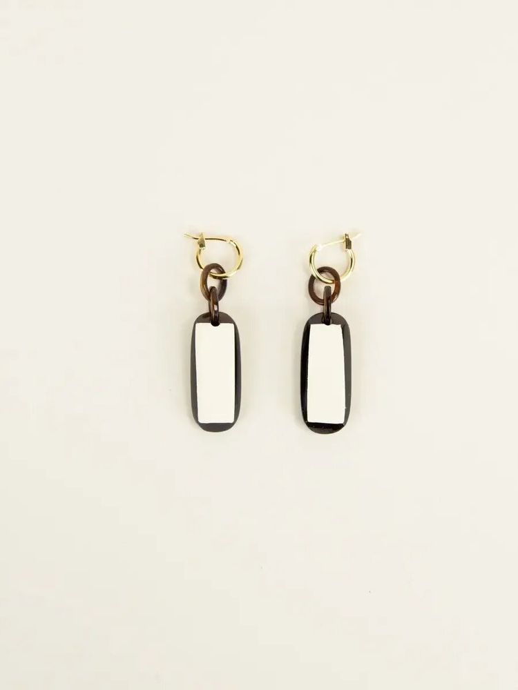Jewelry - Plaque brass hoop earrings in hoof and ivory lacquer - L INDOCHINEUR X RIVÊT