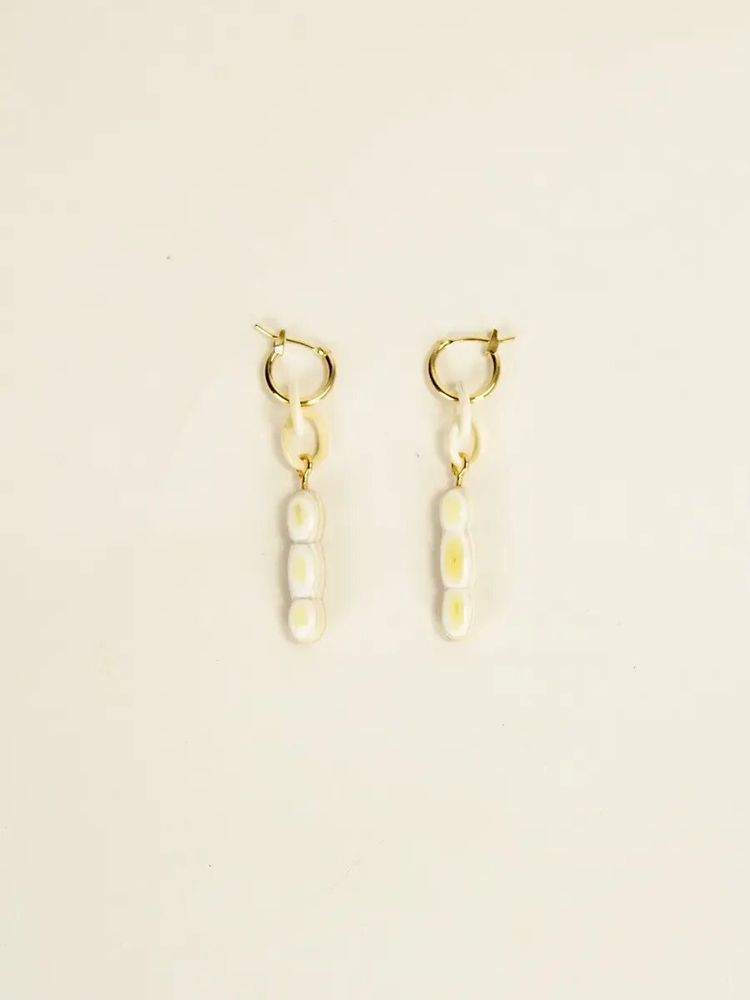 Bijoux - Créoles laiton Quille en corne blonde - L INDOCHINEUR X RIVÊT