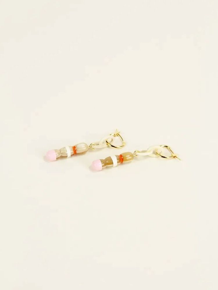 Bijoux - Créoles laiton Quille en corne blonde - L INDOCHINEUR X RIVÊT