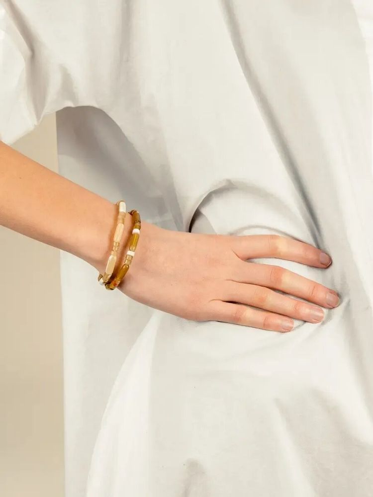 Bracelets - Gelule elastic bracelet in blond horn - L INDOCHINEUR X RIVÊT