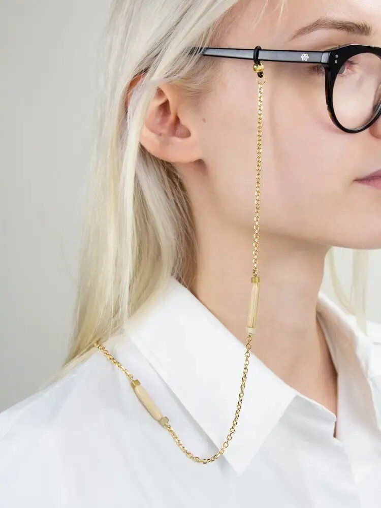 Glasses - Capsule glasses chain in brass and blond horn - L INDOCHINEUR X RIVÊT