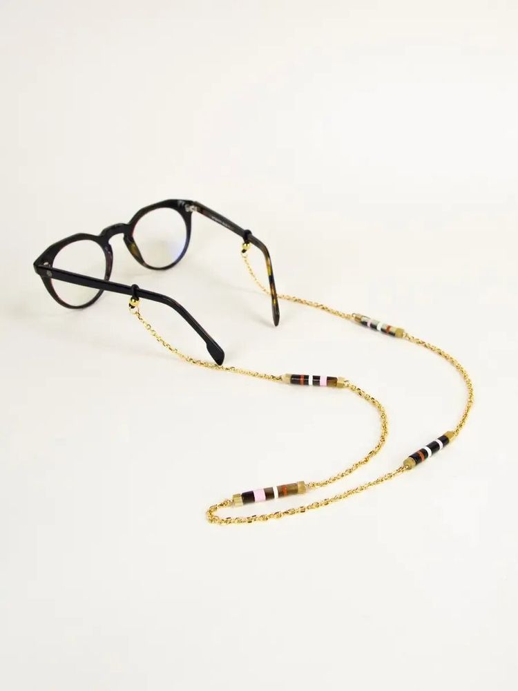 Glasses - Capsule glasses chain in brass and blond horn - L INDOCHINEUR X RIVÊT
