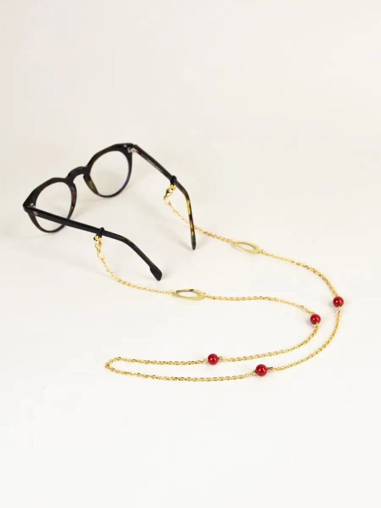 Glasses - Maraca glasses chain in brass and red lacquer - L INDOCHINEUR X RIVÊT