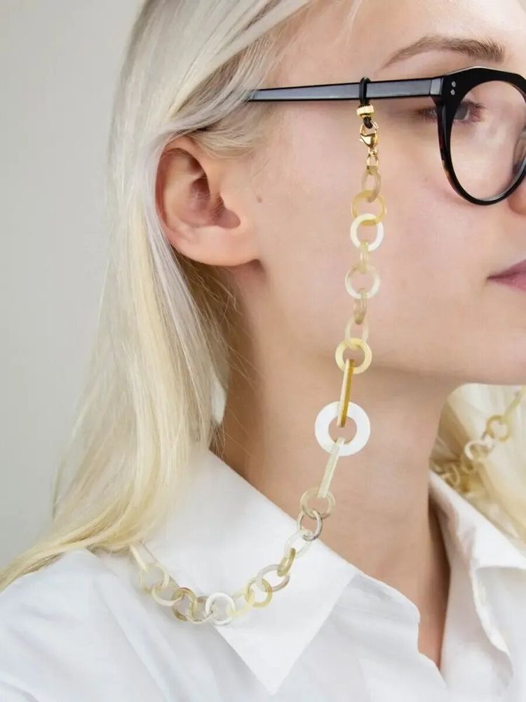 Lunettes - Chaîne à lunettes Figure en corne blonde - L INDOCHINEUR X RIVÊT