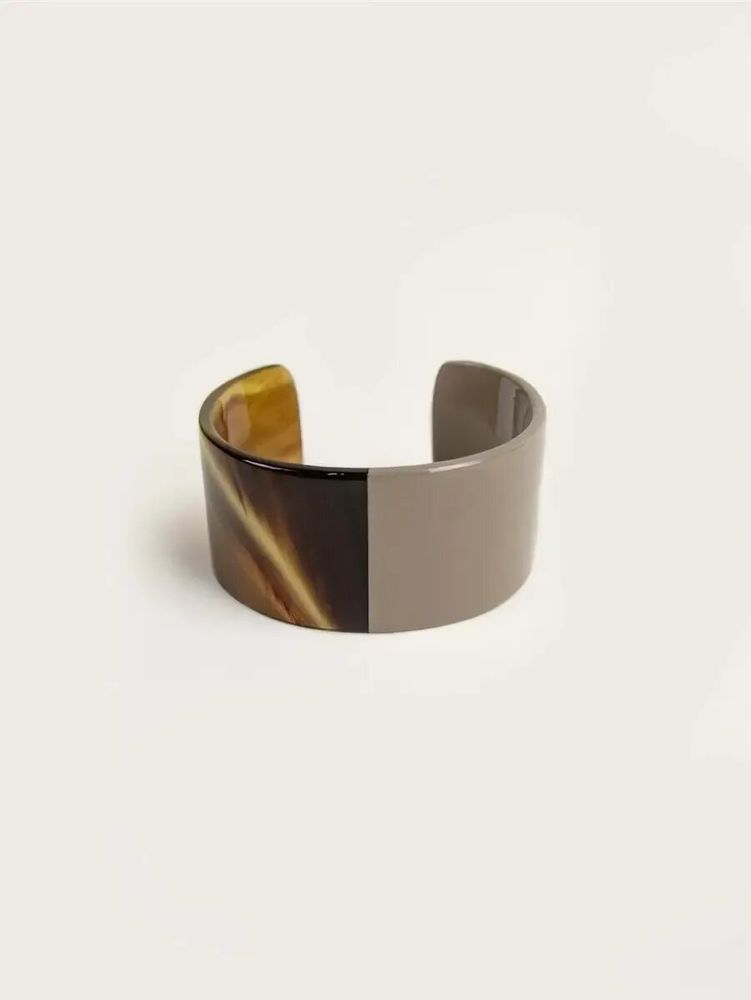 Bracelets - Thin cuff in buffalo hoof and blue grey lacquer size S - L INDOCHINEUR X RIVÊT