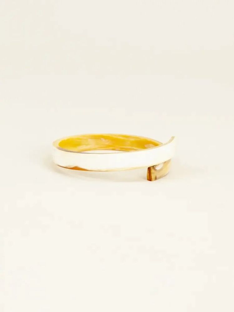 Bracelets - Bracelet ouvert Ruban en corne blonde taille S - L INDOCHINEUR X RIVÊT