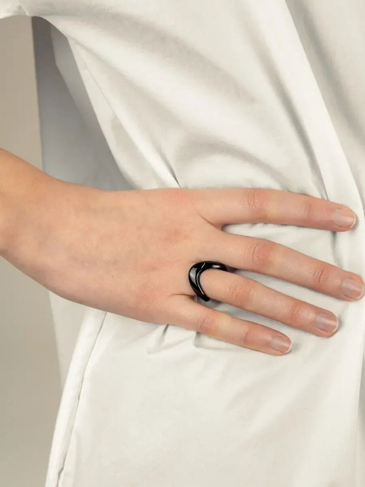 Bijoux - Bague Onde en corne marbrée taille L - L INDOCHINEUR X RIVÊT