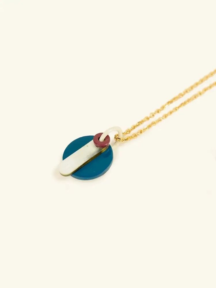 Bijoux - Pendentif Ether en corne et laque cordon noir - L INDOCHINEUR X RIVÊT