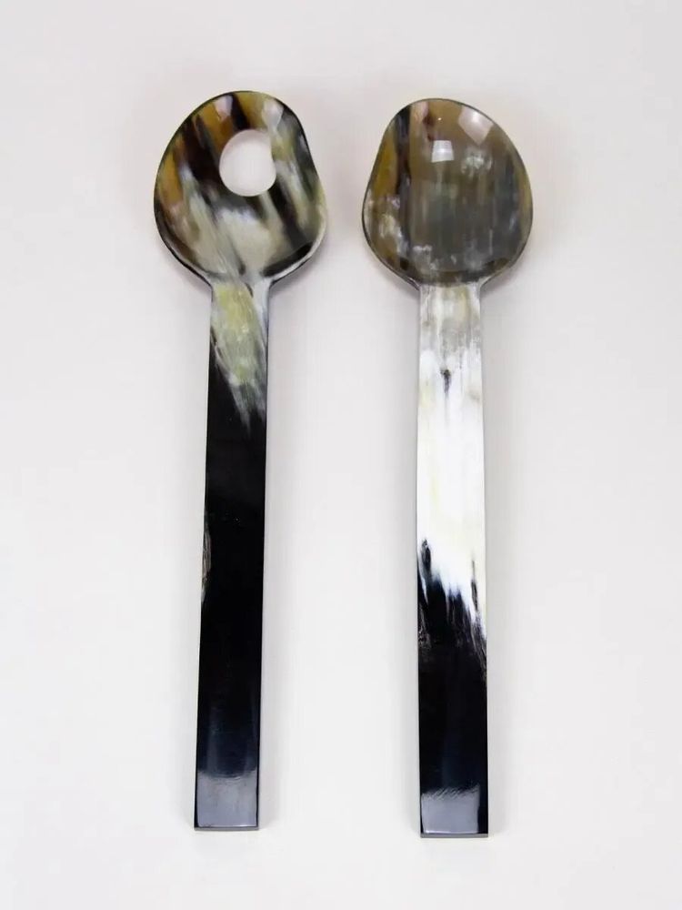 Couverts & ustensiles de cuisine - Couverts à salade en corne avec manche laqué sable - L INDOCHINEUR X RIVÊT
