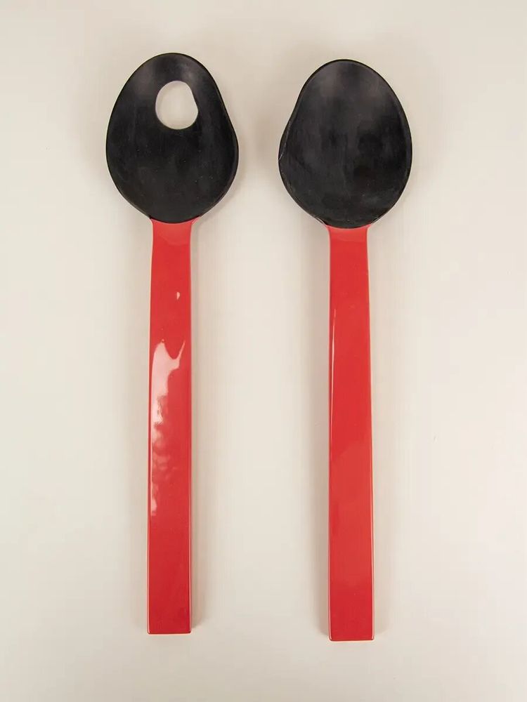 Couverts & ustensiles de cuisine - Couverts à salade en corne avec manche laqué sable - L INDOCHINEUR X RIVÊT