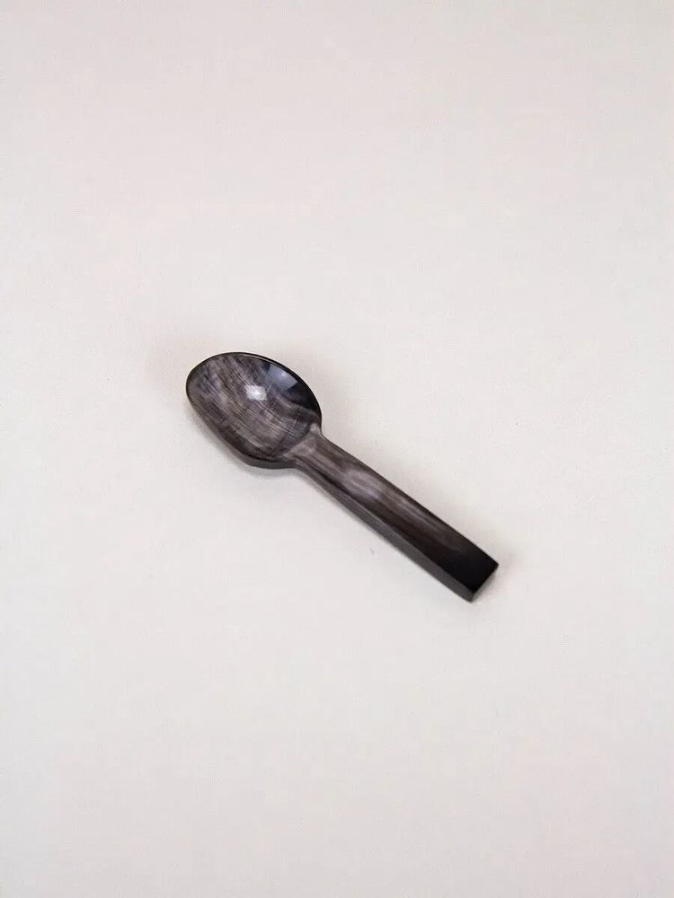 Couverts & ustensiles de cuisine - Set de 6 cuillères à sel en corne noire avec manche laqué bleu - L INDOCHINEUR X RIVÊT