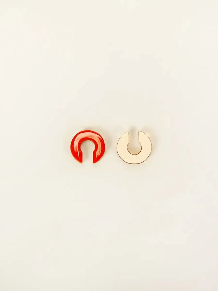 Jewelry - Set of 2 flat earcuffs in two-tone lacquered horn (orange-pink and pink-ivory) - L INDOCHINEUR X RIVÊT