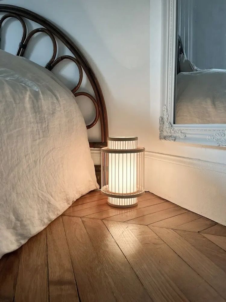 Candlesticks and candle holders - Bamboo and silk table lamp - L INDOCHINEUR X RIVÊT