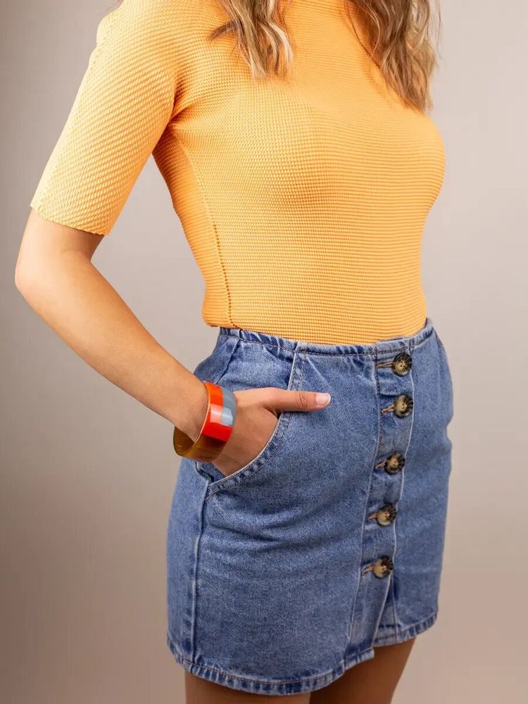 Bracelets - Bracelet laque bicolore jaune bleu taille S - L INDOCHINEUR X RIVÊT