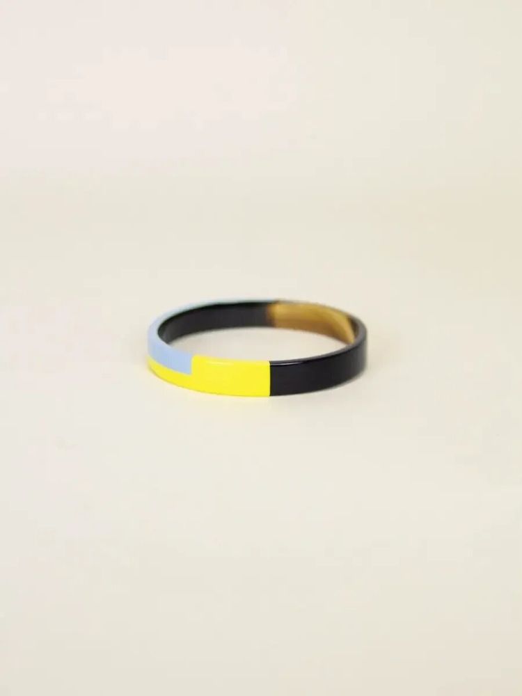Bracelets - Thin bangle in hoof and yellow-blue lacquer, size M - L INDOCHINEUR X RIVÊT