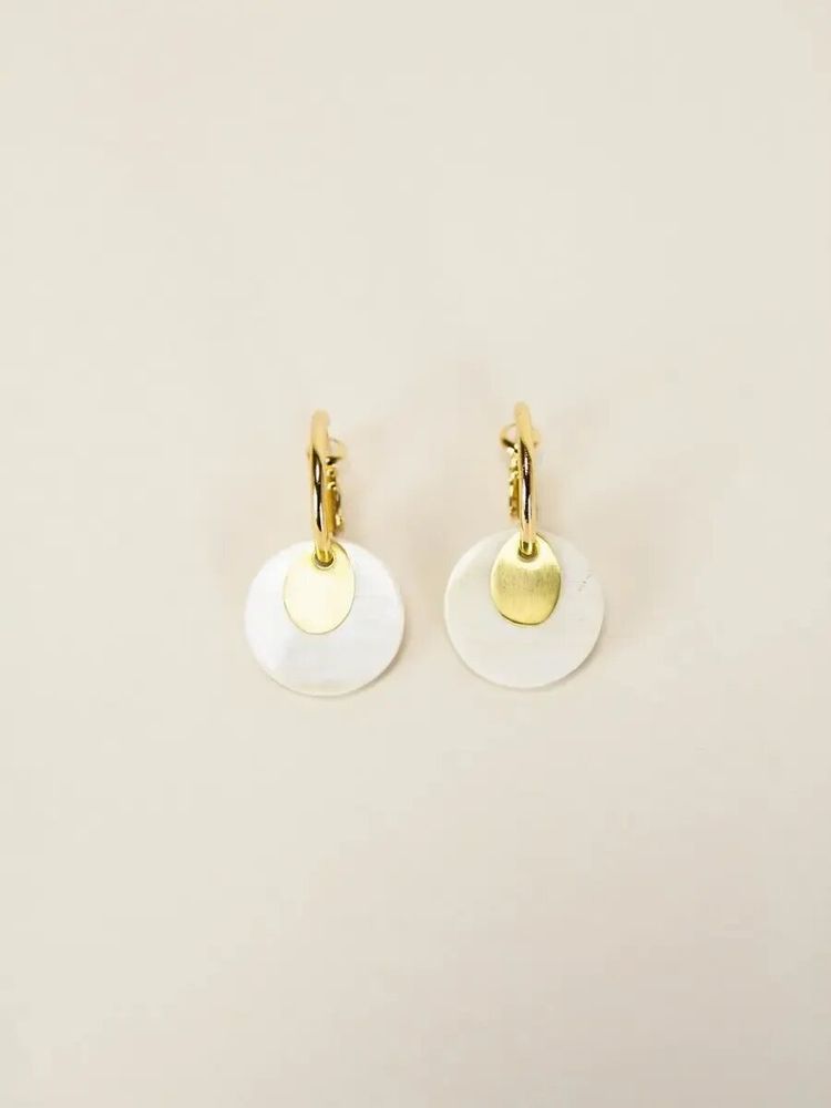 Bijoux - Boucles d'oreilles créoles 2 parties laiton et corne blonde africaine - L INDOCHINEUR X RIVÊT