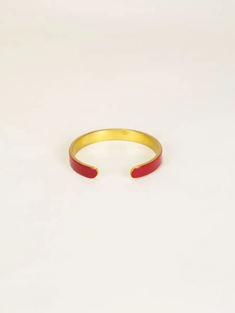 Bracelets - Thin open cuff in brass and red lacquer - L INDOCHINEUR X RIVÊT