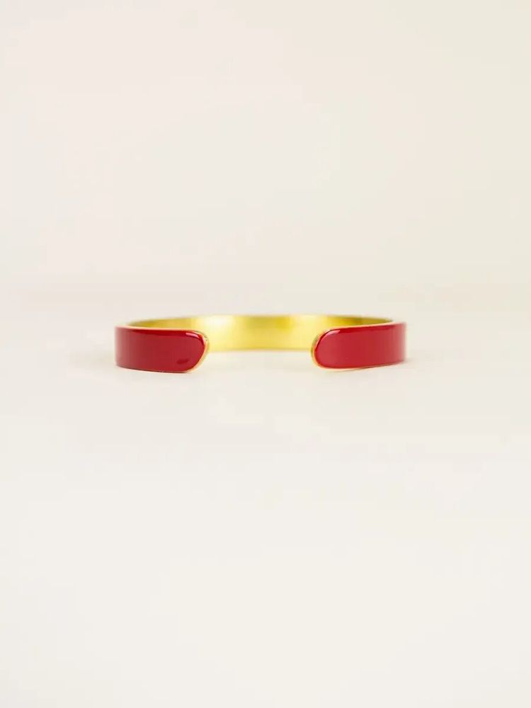 Bracelets - Thin open cuff in brass and red lacquer - L INDOCHINEUR X RIVÊT