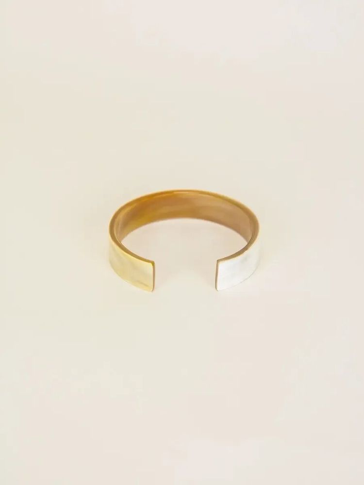 Bracelets - Thin cuff in marbled horn, size S - L INDOCHINEUR X RIVÊT