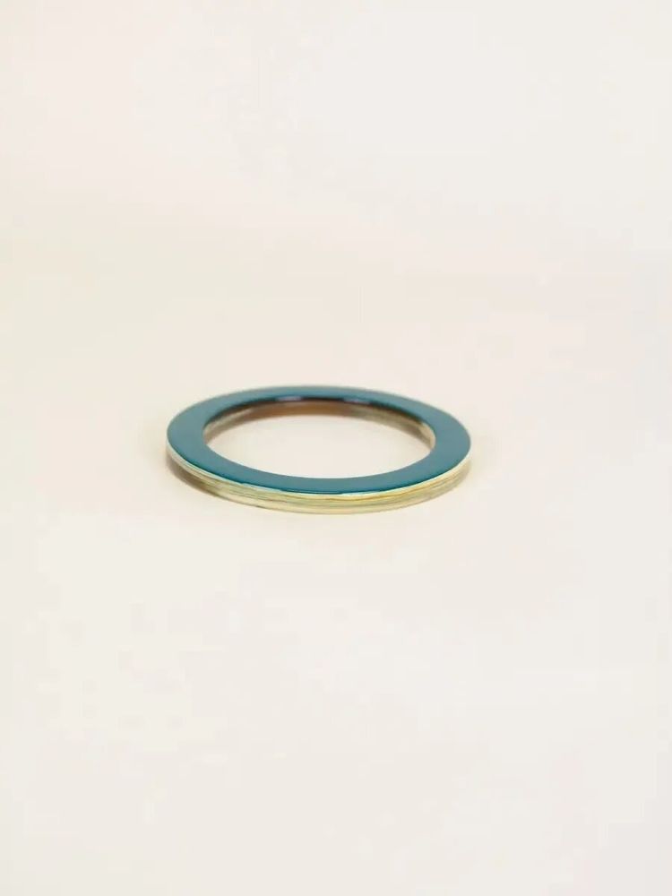 Bracelets - Jonc en corne blonde et laque verte, taille S - L INDOCHINEUR X RIVÊT