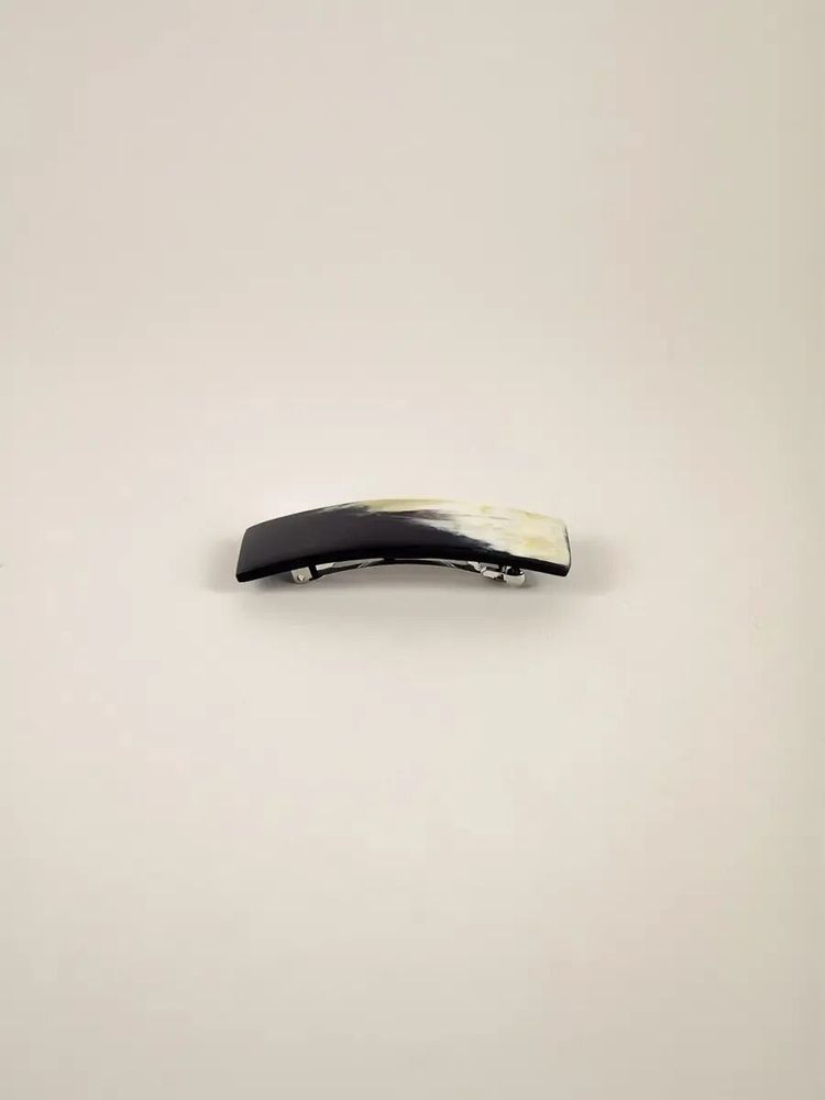 Barrettes - Barrette rectangulaire en corne noire marbrée - L INDOCHINEUR X RIVÊT