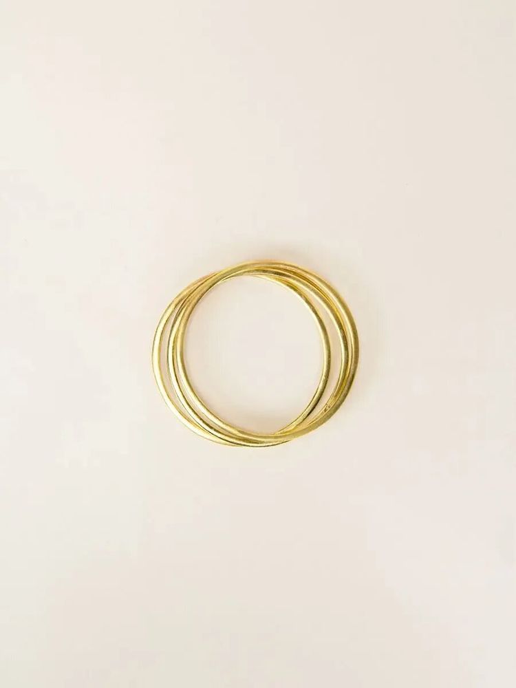 Bracelets - Set of 4 thin bangles in brass in size S - L INDOCHINEUR X RIVÊT