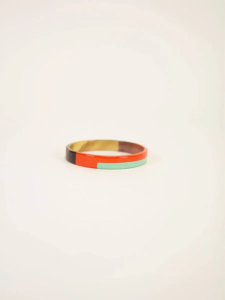 Bracelets - Thin bangle in hoof and beige-khaki lacquer, size L - L INDOCHINEUR X RIVÊT