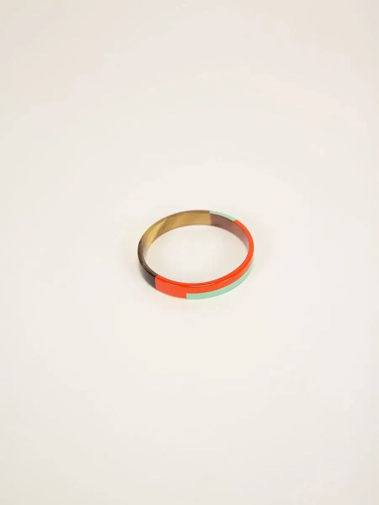 Bracelets - Bracelet jonc, laque bicolore beige et vert kaki taille M - L INDOCHINEUR X RIVÊT