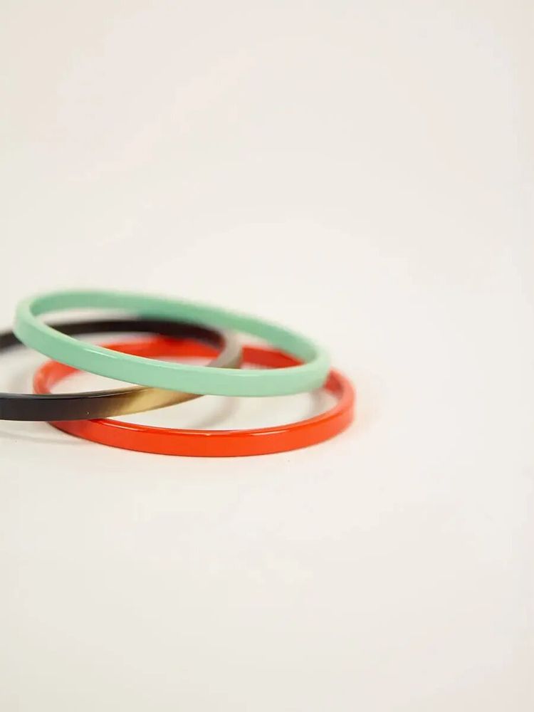 Bracelets - Set of 3 thin bangles in beige-khaki lacquer, size L - L INDOCHINEUR X RIVÊT