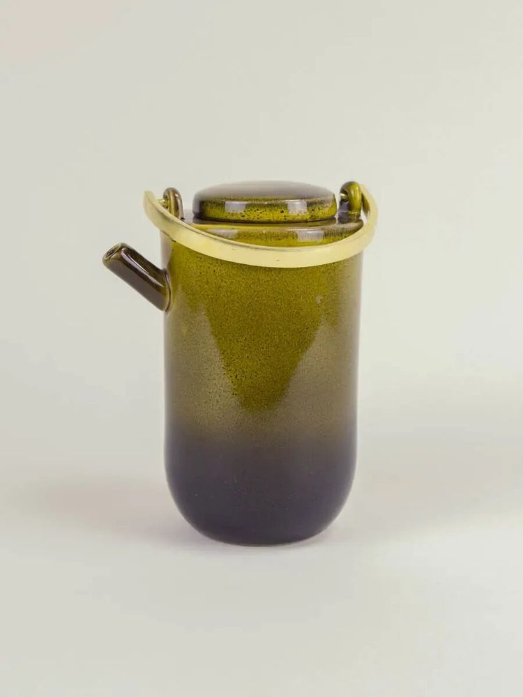 Tea and coffee accessories - Hoa Bien blue ceramic teapot with rattan handle, 800ml - L INDOCHINEUR X RIVÊT