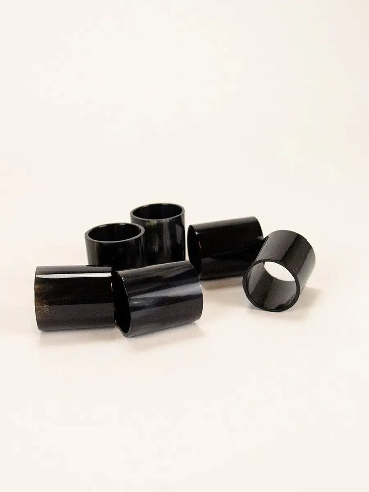 Napkins - Set of 6 napkin rings in black marble horn - L INDOCHINEUR X RIVÊT