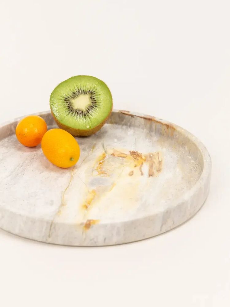 Trays - Large round tray Cassiopée in black stone - L INDOCHINEUR X RIVÊT