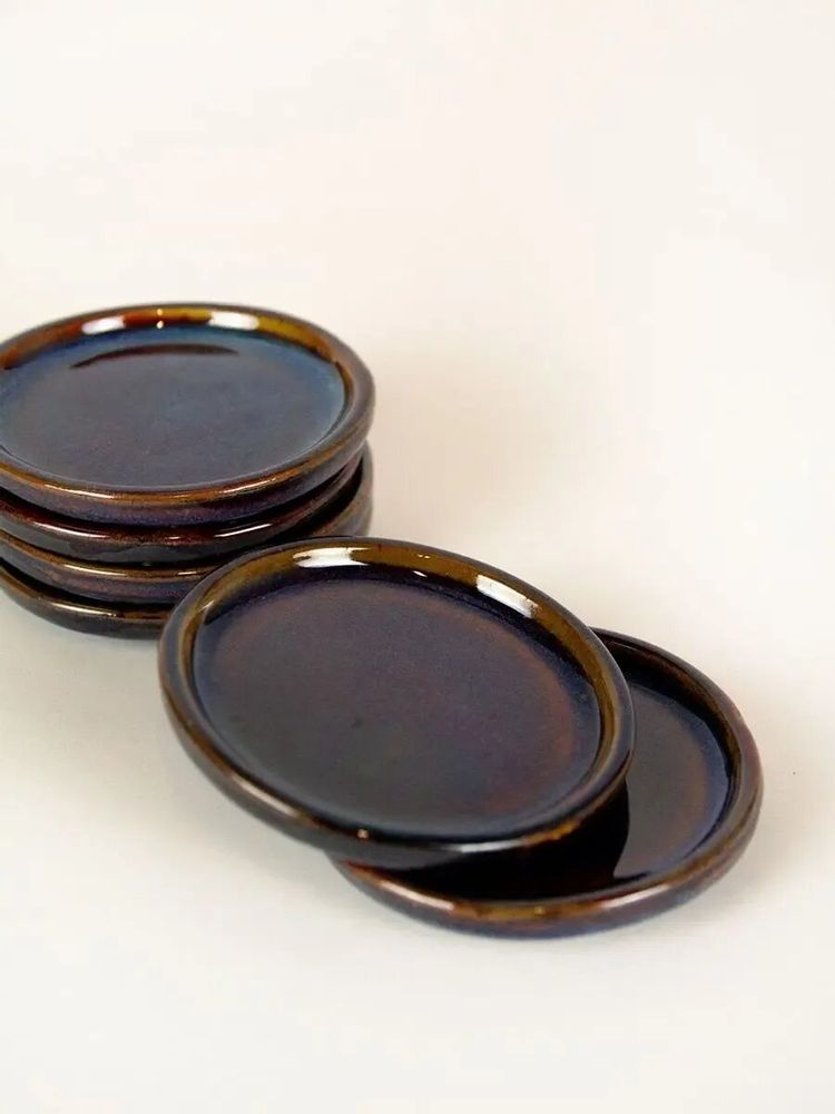 Everyday plates - Set of 6 small Hoa Bien green ceramic plates - L INDOCHINEUR X RIVÊT