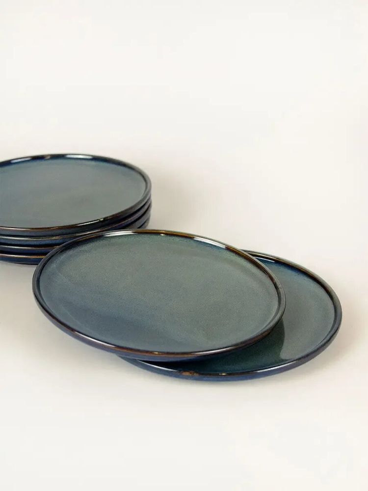 Everyday plates - Set of 6 large Hoa Bien green ceramic plates - L INDOCHINEUR X RIVÊT
