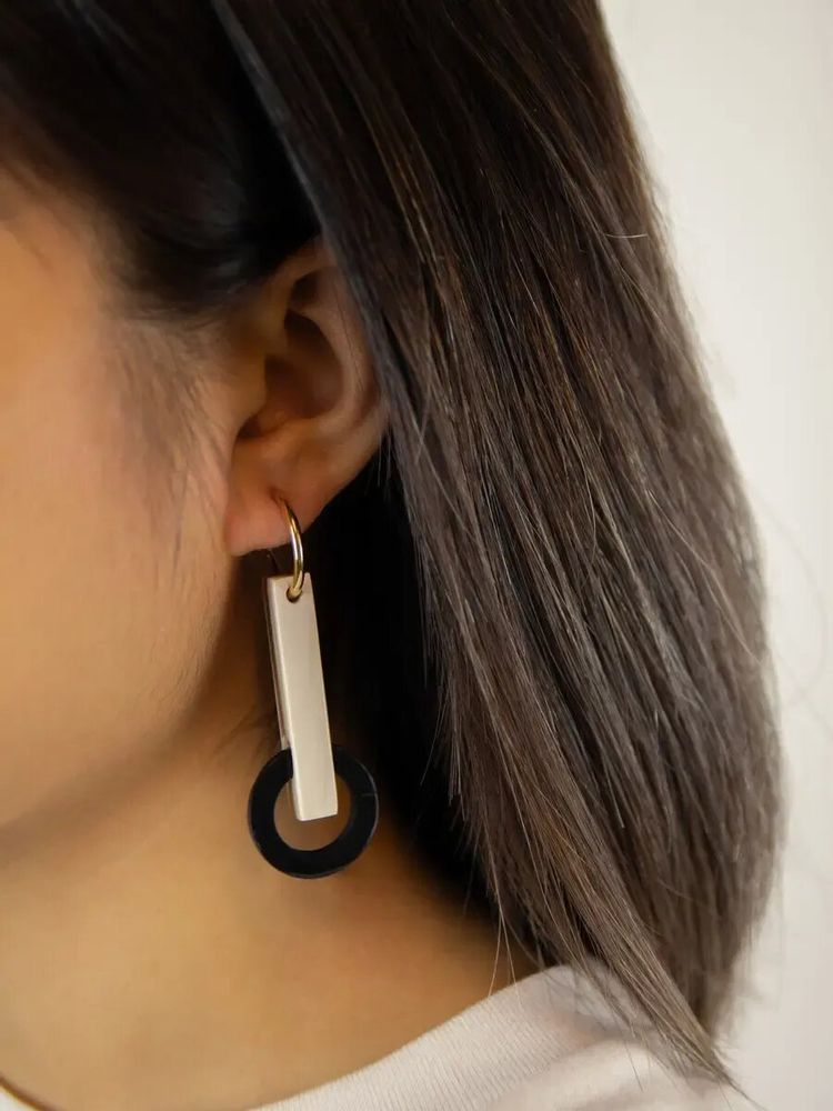 Bijoux - Boucles d'oreilles pendule en corne blonde - L INDOCHINEUR X RIVÊT