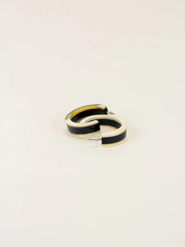 Bijoux - Créoles bobine en corne blonde et noire - L INDOCHINEUR X RIVÊT
