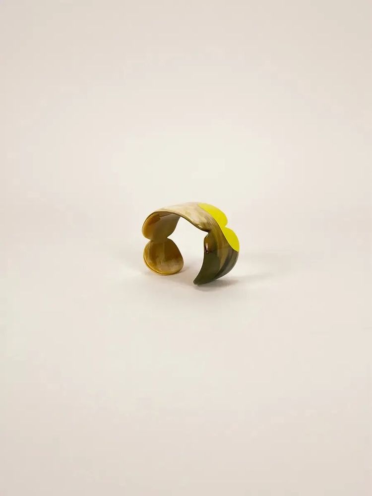 Bracelets - Nymphe cuff in blond horn and Parme lacquer size L - L INDOCHINEUR X RIVÊT