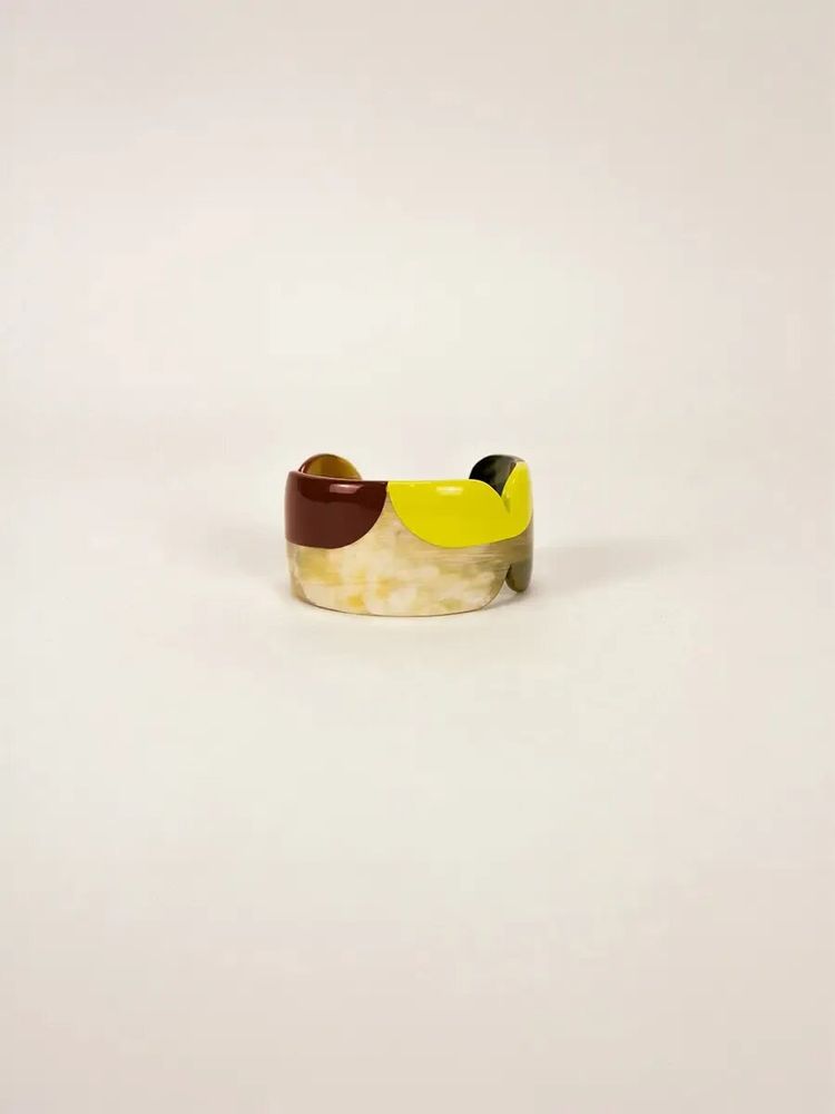 Bracelets - Nymphe cuff in blond horn and Parme lacquer size L - L INDOCHINEUR X RIVÊT