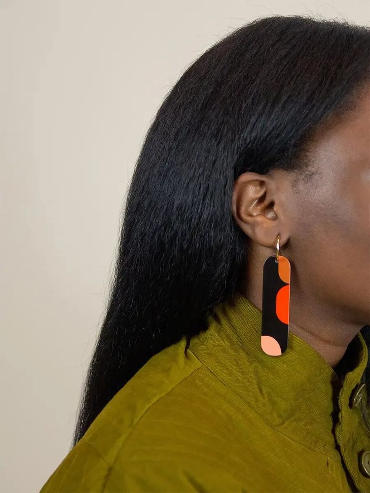 Bijoux - Créoles 75 Nymphe en corne noire et laque Roux - L INDOCHINEUR X RIVÊT