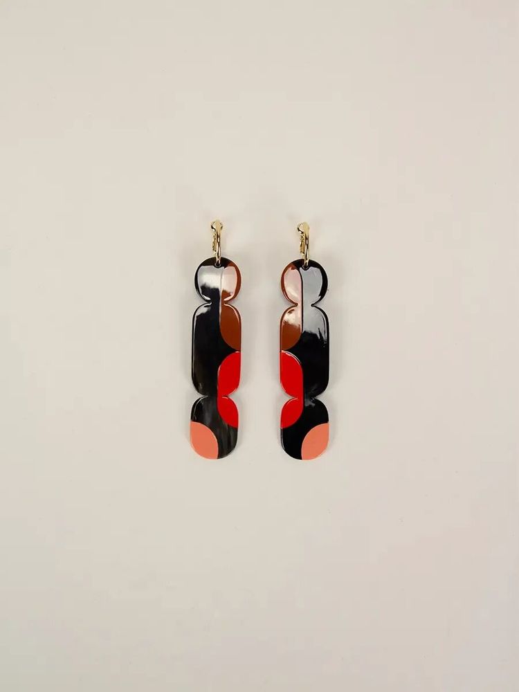 Jewelry - Nymphe hoop earrings 85 in black horn and Roux lacquer - L INDOCHINEUR X RIVÊT