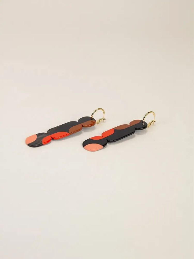 Jewelry - Nymphe hoop earrings 85 in blond horn and Parme lacquer - L INDOCHINEUR X RIVÊT