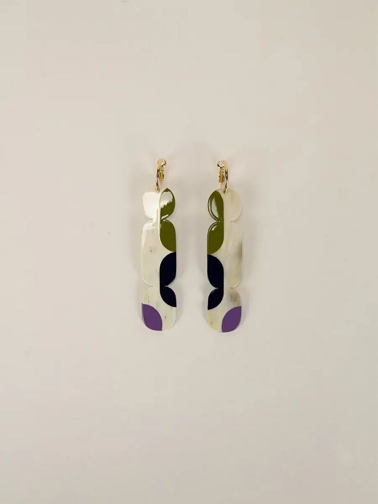 Jewelry - Nymphe hoop earrings 85 in blond horn and Parme lacquer - L INDOCHINEUR X RIVÊT