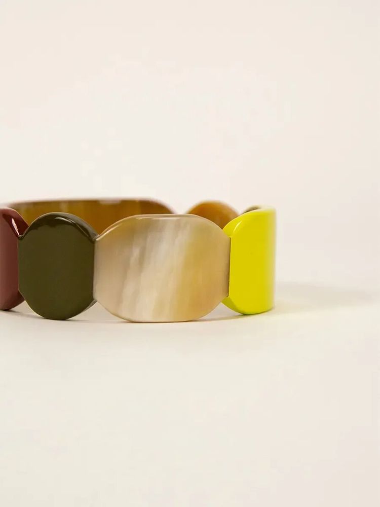 Bracelets - Totem bracelet 25 in black horn and Blue lacquer size L - L INDOCHINEUR X RIVÊT