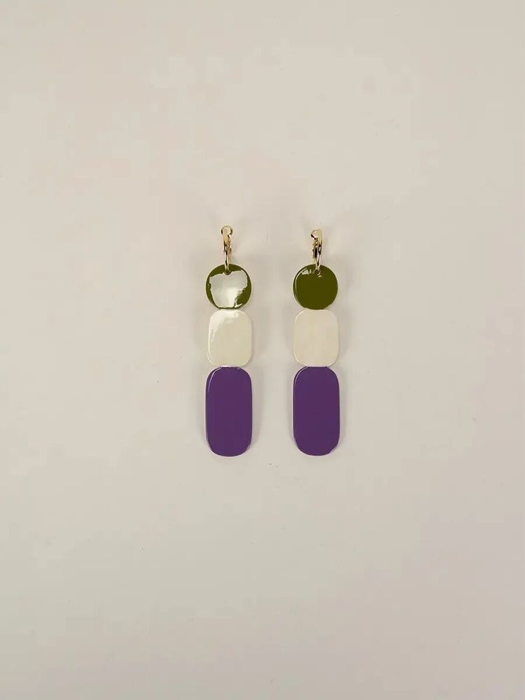 Jewelry - Totem hoop earrings 85 in blond horn and Parme lacquer - L INDOCHINEUR X RIVÊT