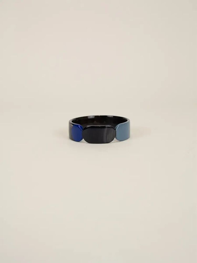 Bracelets - Totem bracelet 20 in black horn and Blue lacquer size S - L INDOCHINEUR X RIVÊT
