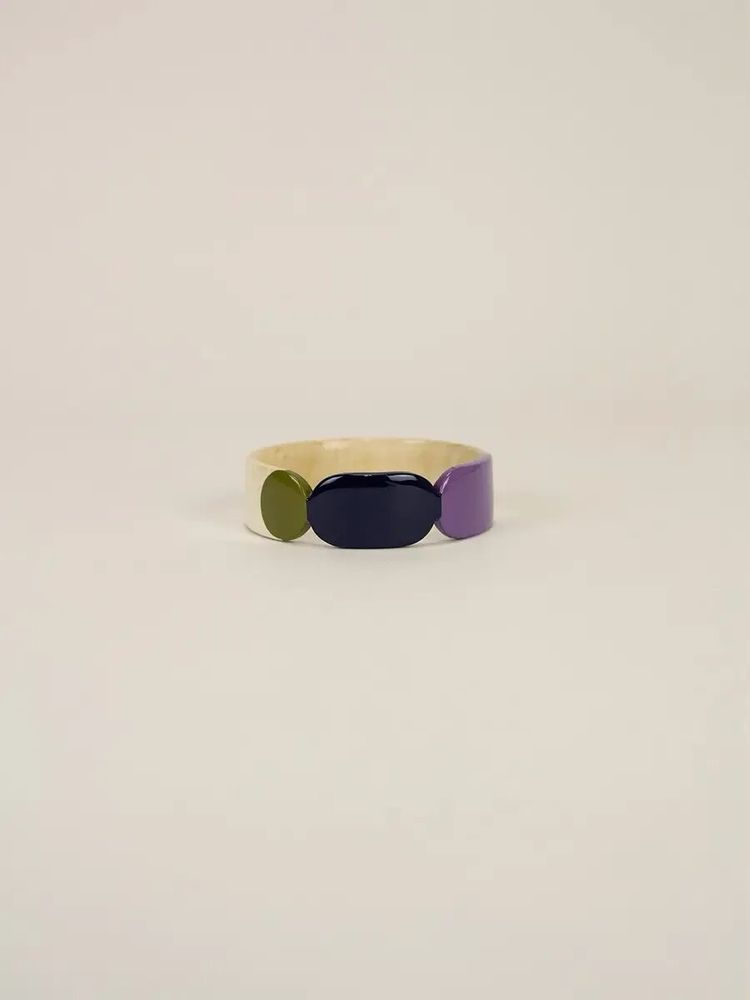Bracelets - Totem bracelet 20 in black horn and Blue lacquer size S - L INDOCHINEUR X RIVÊT