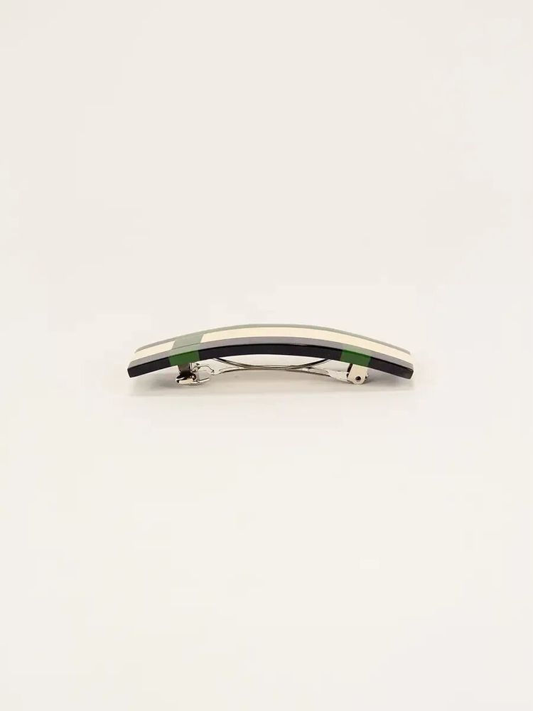 Barrettes - Barrette rectangulaire sabot de buffle et laque orange et vert - L INDOCHINEUR X RIVÊT