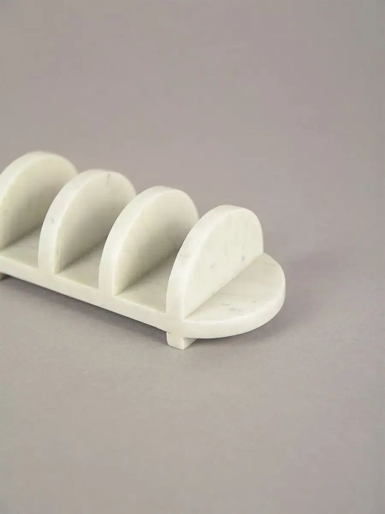 Kitchen utensils - Tacos holder A in white cloudy marble - L INDOCHINEUR X RIVÊT
