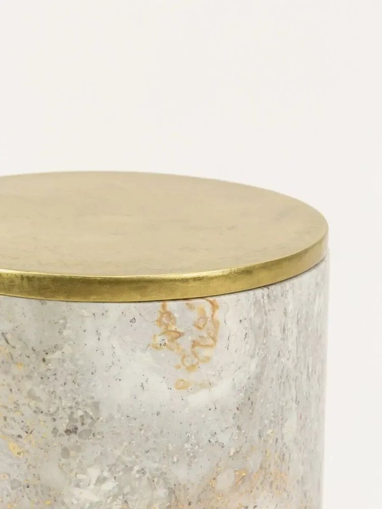 Caskets and boxes - Saturn brass and white cloudy marble box - L INDOCHINEUR X RIVÊT